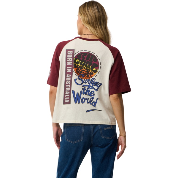2026 Rip Curl Womens Surf The World Oversized T-Shirt 0QMWTE - Bone
